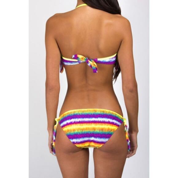 Eve's Temptation Psychedelic Fringed Push Up Bikini Swimsuit SMALL NEW Hyperpop - Picture 3 of 15